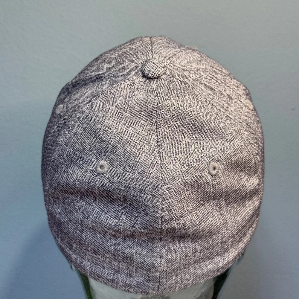 Fox Racing Kids Hat‎ Grey Herringbone Black Rubber Logo Y2K Youth Baseball Cap